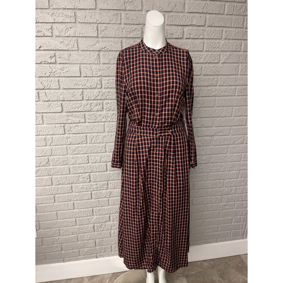 NWT Court & Rowe Kingsley Women Plaid Button Down Long Sleeve Pleated Maxi Dress - Picture 2 of 10
